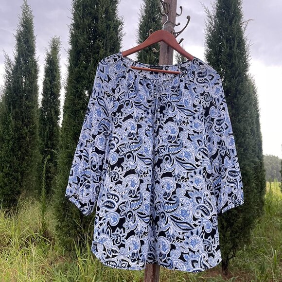 Women's Medium Will Smith Blue Paisley Tunic - Picture 5 of 16